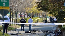 Police walk past mangled bikes after a gunman emerged from a crashed Home Depot rental truck and opened fire after apparently plowing down bike riders on a Lower Manhattan bike path on Tuesday, Oct. 31, 2017. The New York Police Department reported one man was in custody after initial reports of gunfire set off a mad scramble in the downtown area. Police walk past mangled bikes after a gunman emerged from a crashed Home Depot rental truck and opened fire after apparently plowing down bike riders on a Lower Manhattan bike path on Tuesday, Oct. 31, 2017. The New York Police Department reported one man was in custody after initial reports of gunfire set off a mad scramble in the downtown area.