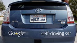 A driverless car is on display at Google Headquarters in Mountain View, Calif., on September 25, 2012.