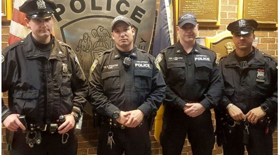 From left: Officers Sean E. Gallagher, Drew M. Preston, John F. (Jack) Collins and Anthony J. Manfredini