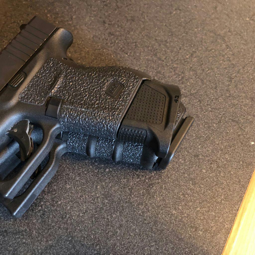The G43 with +2 magazine extension is just about as long as the G17 with standard magazine inserted.