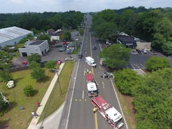 This image was taken with a DJI Phantom 4 drone purchased by Westport PD to help with accident investigation, search and rescue, special event monitoring and other scenarios.