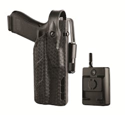 The LE5 body-worn camera is able to connect with CAS and smartphone technology. The moment the firearm is removed from the holster, the body camera continually records until the officer stops it. The LE5 body-worn camera is able to connect with CAS and smartphone technology. The moment the firearm is removed from the holster, the body camera continually records until the officer stops it.