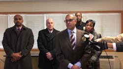 Detroit Police Chief James Craig speaks to the media following the death of Officer Darren Weathers after a violent crash during a training exercise Tuesday.