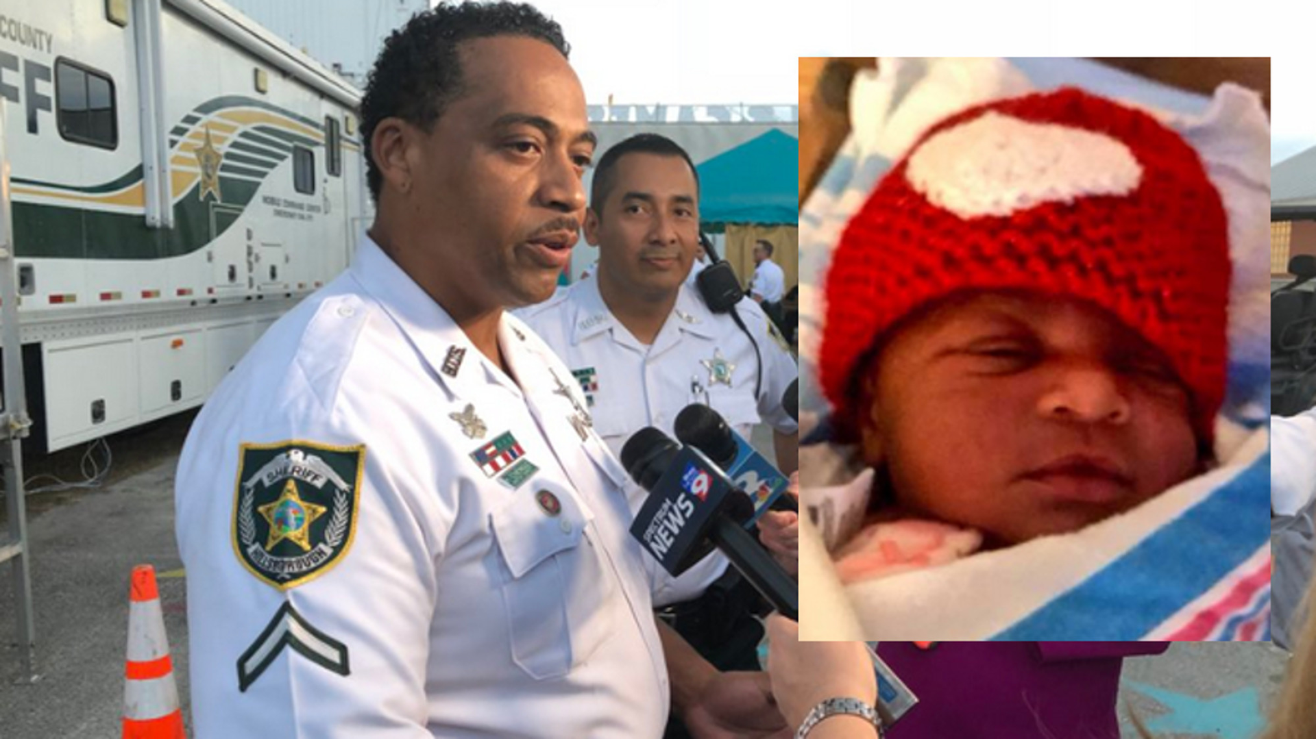Hillsborough County Sheriff's Deputies Roberto and Henry Echenique jumped into action after they heard a woman asking for help as her water broke at the Florida State Fair on Friday.
