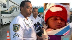 Hillsborough County Sheriff's Deputies Roberto and Henry Echenique jumped into action after they heard a woman asking for help as her water broke at the Florida State Fair on Friday. Hillsborough County Sheriff's Deputies Roberto and Henry Echenique jumped into action after they heard a woman asking for help as her water broke at the Florida State Fair on Friday.