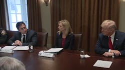 John Cronan, acting assistant attorney general of the Justice Department’s criminal division, (seen on the left0 briefed Trump on the gang activity, telling him that MS-13 is 'one of the most significant threats to the public safety of our communities.' John Cronan, acting assistant attorney general of the Justice Department’s criminal division, (seen on the left0 briefed Trump on the gang activity, telling him that MS-13 is 'one of the most significant threats to the public safety of our communities.'