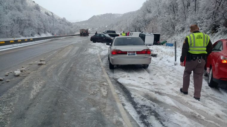 Utah Highway Patrol Sgt. Cade Brenchley was struck Sunday afternoon while investigating a crash.