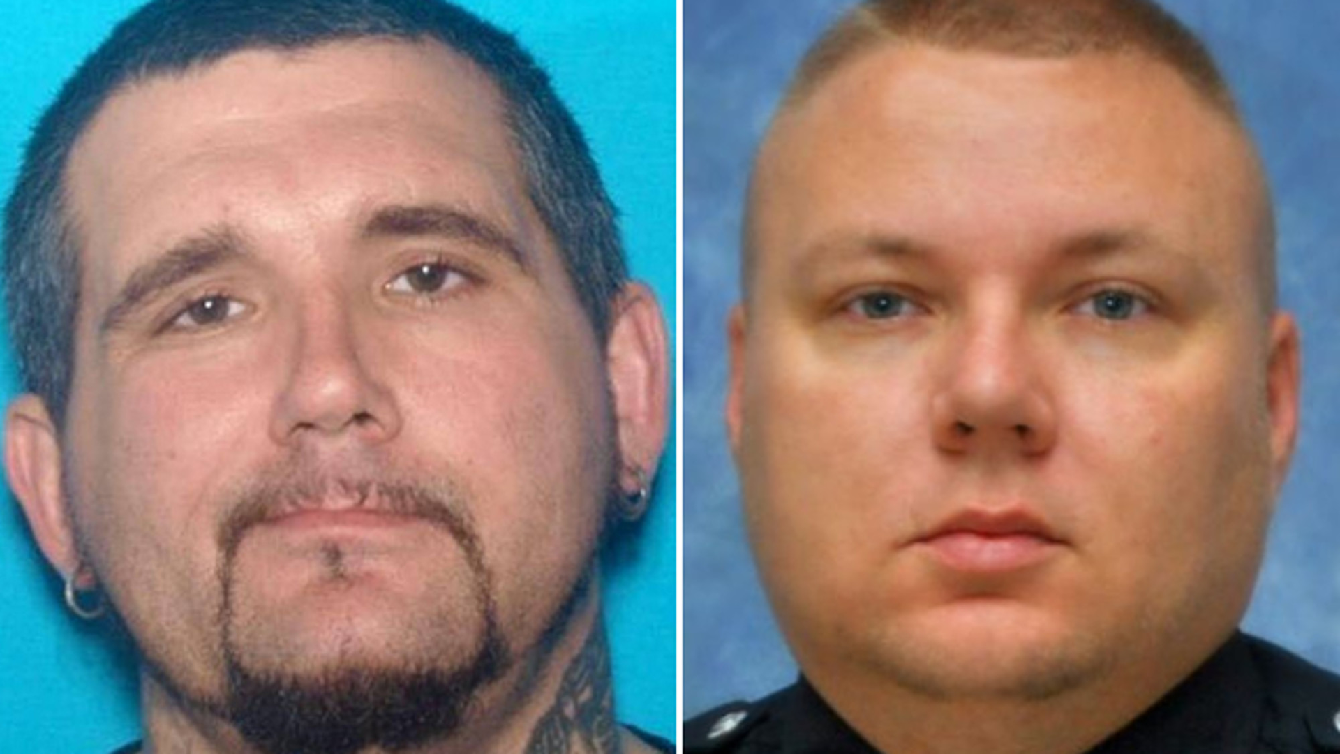 James Kennith Decoursey, left, and Officer Phillip Meacham