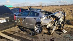 Trooper Mike Austin was hit by an impaired driver after he slammed into his patrol car State Route 347 in Union County on Friday Trooper Mike Austin was hit by an impaired driver after he slammed into his patrol car State Route 347 in Union County on Friday