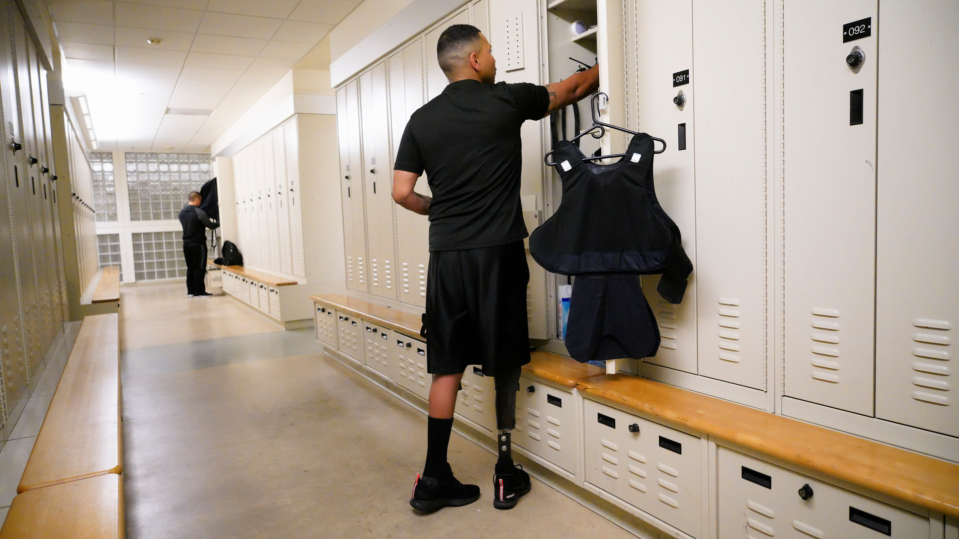 Christopher Lawrence arrives at the Chula Vista Police Department at 5am in the morning to get dressed and to ready his patrol car before roll call.