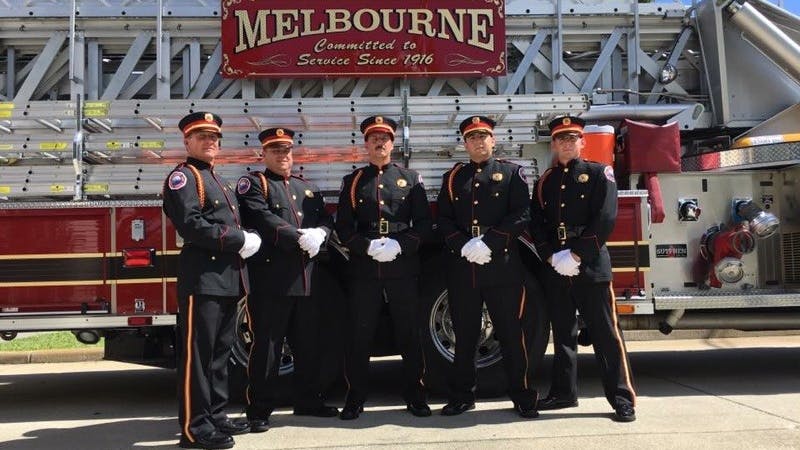 2018&apos;s Best Dressed: First Responders - Medium Department, Melbourne Fire Department (the Melbourne Fire Honor Guard pictured). Uniform by Red the Uniform Tailor, a Galls Co.