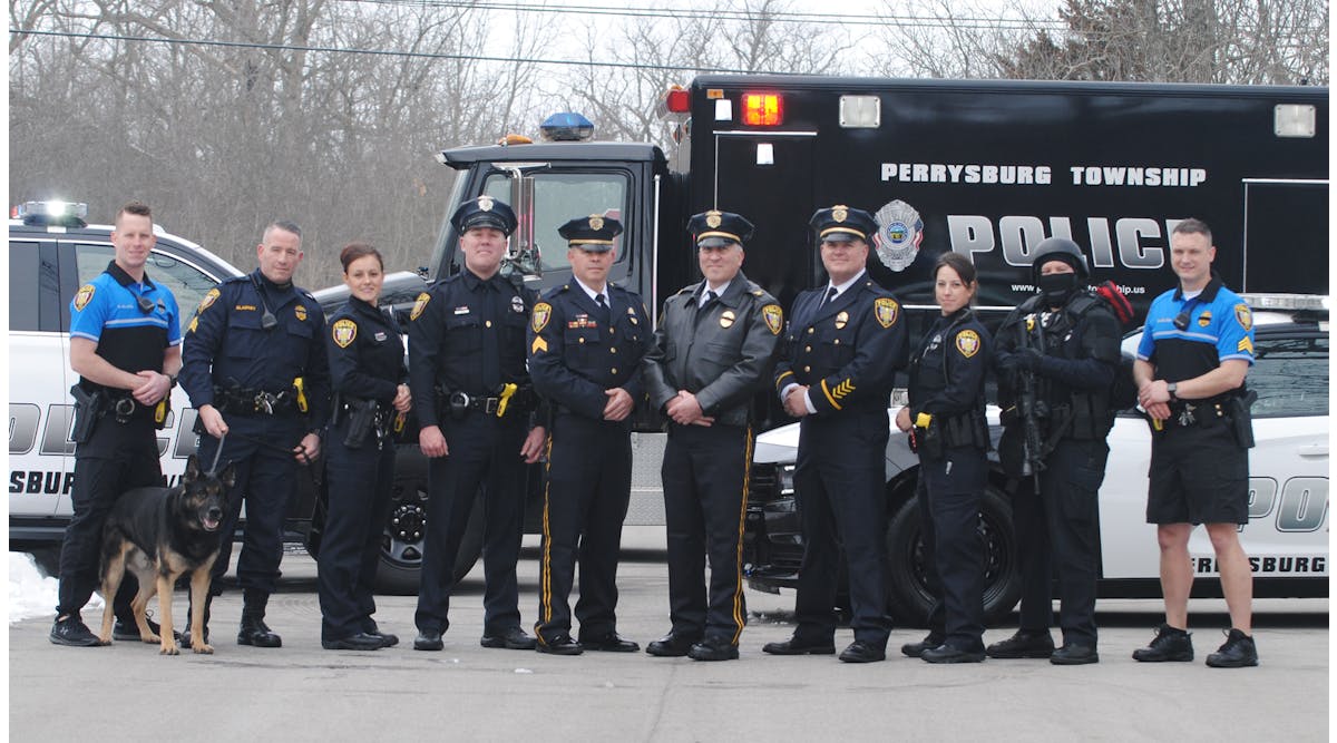 The uniform of Perrysburg Township PD consists of lines from Elbeco and the Blauer Rip-Stop with an embroidered name and sewn-on bade. The K9 unit uses Propper&apos;s Rip-Stop.