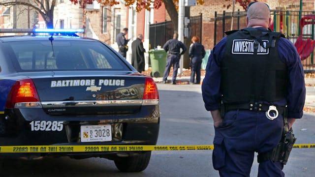 Baltimore police investigate a shooting on Nov. 30, 2017.