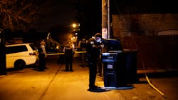 Police work the scene where two people were shot near the intersection of 60th and Maplewood Avenue Tuesday April 24, 2018 in Chicago. Police work the scene where two people were shot near the intersection of 60th and Maplewood Avenue Tuesday April 24, 2018 in Chicago.