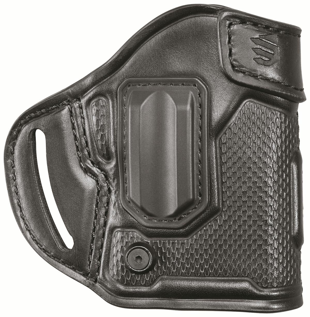 BLACKHAWK launched a new line of leather holsters, the MBOSS, which incorporates a sewn on guide to help with safe trigger finger placement prior to the draw (on the belt models).