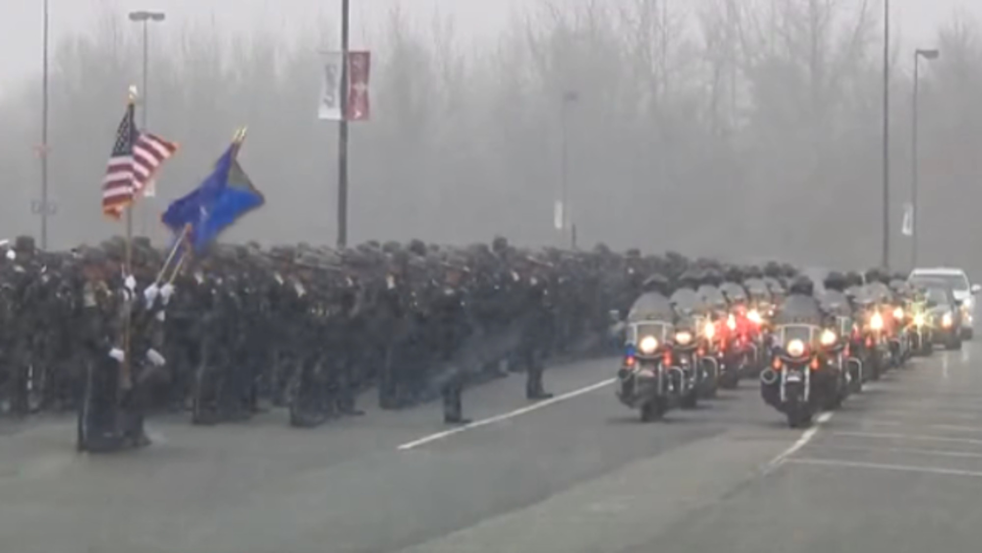 Hundreds of police from across Connecticut and the nation gathered at Pratt & Whitney Stadium Friday to honor Trooper Kevin Miller.