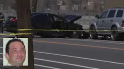 Patterson Police Officer Tamby Yagan's cruiser slammed into a parked car while he was on duty Sunday morning.
