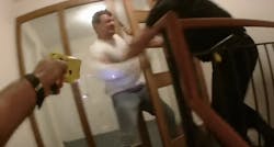 Constable Rhydian Jones said he would not be alive if he wasn't wearing a stab-proof vest as Tony Buttigieg repeatedly stabbed on Oct. 2, 2017. Constable Rhydian Jones said he would not be alive if he wasn't wearing a stab-proof vest as Tony Buttigieg repeatedly stabbed on Oct. 2, 2017.