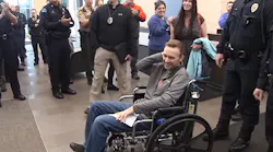 Officer Charles Hatley is seen after being released from Kootenai Health in March.