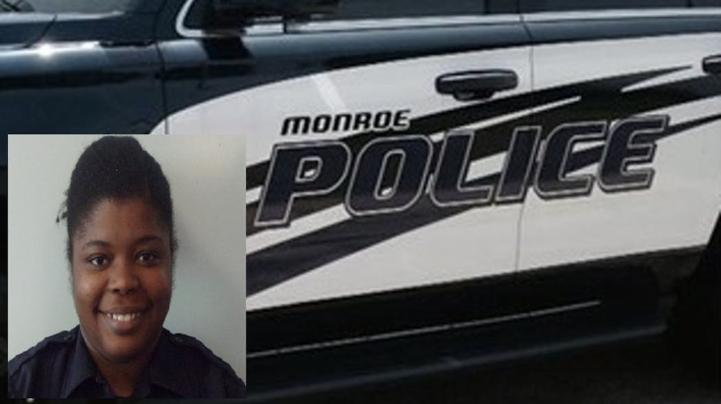 Monroe Police Officer Ayrian Williams was responding to a call to provide assistance to another officer when she attempted to dodge a road hazard and hit a tree Monday night.