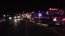 Nye County Sheriff's Sgt. Duane Downing was seriously injured after being struck by a vehicle while responding to a car fire in downtown Tonopah Monday night. Nye County Sheriff's Sgt. Duane Downing was seriously injured after being struck by a vehicle while responding to a car fire in downtown Tonopah Monday night.