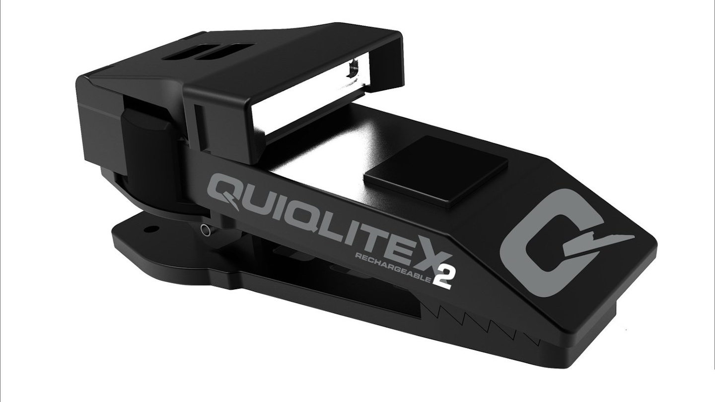 Available in July, the QuiqLiteX2 is a hands free concealed LED flashlight and was designed to go into MOLLE webbing or the pocket. The newest QX2 Tactical provides from 20 up to 200 lumens.