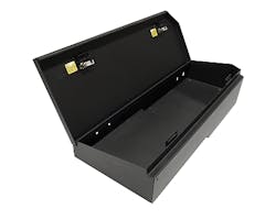 The Tuffy Security Products High-Security Lockbox for the '07-2018 Chevy Silverado and GMC Sierra Crew Cab Pickups, open. The Tuffy Security Products High-Security Lockbox for the '07-2018 Chevy Silverado and GMC Sierra Crew Cab Pickups, open.