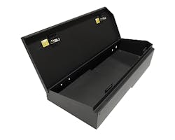 The Tuffy Security Products High-Security Lockbox for the &apos;07-2018 Chevy Silverado and GMC Sierra Crew Cab Pickups, open.
