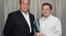 Elbeco’s President & CEO, David Lurio (on left) and our Vice President of Sales and Marketing, David Burnette (right), receiving the award for Best Public Safety Product Innovation by the NAUMD during the 2018 expo.