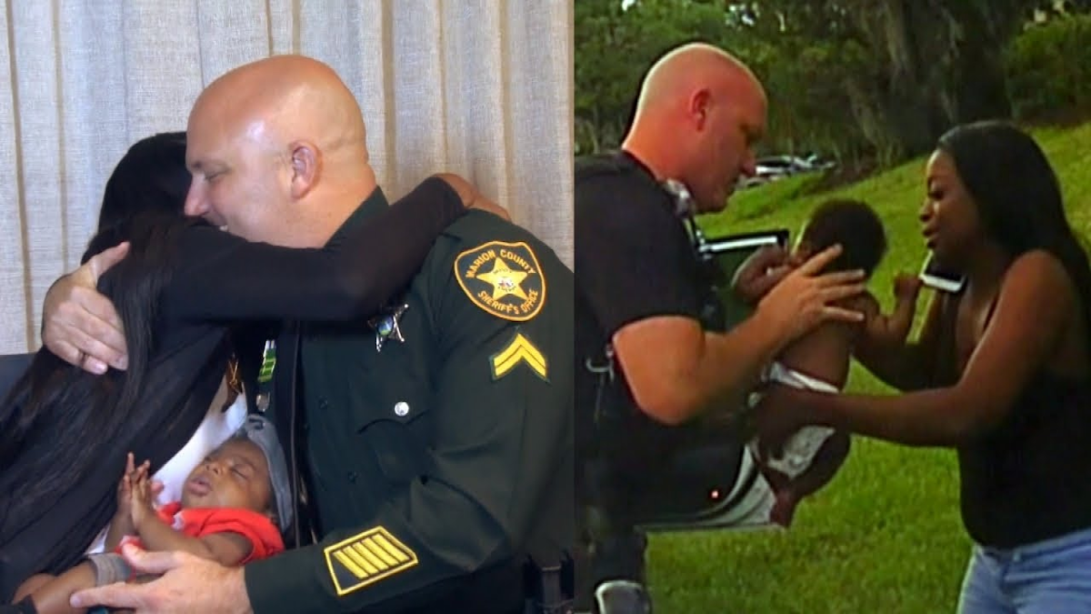 Mom Hugs Florida Cop Who Saved Her 3 Month Olds Life Officer