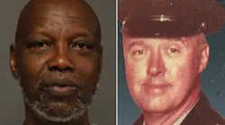 Issac Brown, left, and Officer Richard Miller