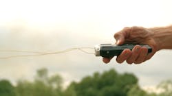 The BolaWrap 100 fires an eight-foot-long kevlar tether at a range of up to 25 feet and is designed to restrain people who are unruly or uncooperative, without having to resort to deadly force. The BolaWrap 100 fires an eight-foot-long kevlar tether at a range of up to 25 feet and is designed to restrain people who are unruly or uncooperative, without having to resort to deadly force.