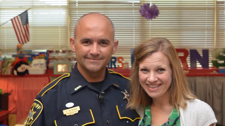 The first day of school for Plantation Park Elementary School&rsquo;s kindergarten teacher Lindsay Burns was a day she says she&rsquo;ll never forget after Bossier Parrish Sheriff's Deputy Chris Slopak came to her aid.