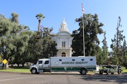 State of the art Prisoner Transport Unit for the Merced Sheriff. Capable of transporting up to 36 prisoners and 4 officers. It is ADA compliant, has mobile WiFi and two computer terminals that allow officers to book prisoners before they get to the jail. That could be and has been used during sweeps and mass arrests.