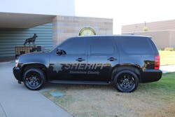Modern graphics can give a &ldquo;stealth&rdquo; aspect to LEPVs, as seen in this Stanislaus Co. Sheriff&rsquo;s Department (Calif.) Canine Unit.