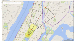 A RadResponder screen shows the 10-point monitoring survey points overlaying a map image of a radiological incident. This feature is one example of the guidance tools jointly developed by NUSTL and selected for integration in FEMA’s RadResponder system. A RadResponder screen shows the 10-point monitoring survey points overlaying a map image of a radiological incident. This feature is one example of the guidance tools jointly developed by NUSTL and selected for integration in FEMA’s RadResponder system.
