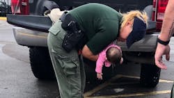 Manatee County Deputy Patti Smith was able to dislodge a small object and clear the baby's airway. Manatee County Deputy Patti Smith was able to dislodge a small object and clear the baby's airway.