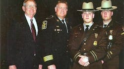 LtCol. Ted Evans (ret), Sheriff Mike Evans, Trooper Charlie Evans and TFC Eric Evans. Photo circa 2007.
