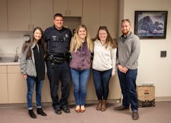 PLS Logistics visiting with the Cranberry Twp. police officers after delivering lunch. PLS Logistics visiting with the Cranberry Twp. police officers after delivering lunch.