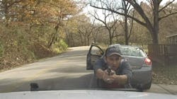 Washington County Sheriff's Cpl. Brett Thompson exited his vehicle when the driver immediately opened his car door and began shooting at the deputy. Washington County Sheriff's Cpl. Brett Thompson exited his vehicle when the driver immediately opened his car door and began shooting at the deputy.