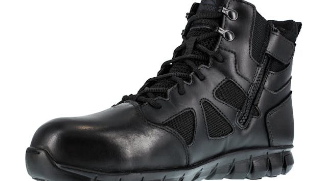 The Reebok Sublite Cushion Tactical RB8606 model features a composite safety toe and side zipper.