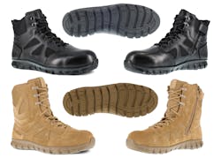 The new RB8809 builds upon the success of the Reebok Sublite Cushion Tactical series by offering a coyote brown version with composite safety toe and side zipper for wear with the new Air Force uniform. Also new for 2019 is the addition of the RB8606, a 6-inch version of the Sublite Cushion Tactical featuring a composite safety toe and side zipper. The new RB8809 builds upon the success of the Reebok Sublite Cushion Tactical series by offering a coyote brown version with composite safety toe and side zipper for wear with the new Air Force uniform. Also new for 2019 is the addition of the RB8606, a 6-inch version of the Sublite Cushion Tactical featuring a composite safety toe and side zipper.