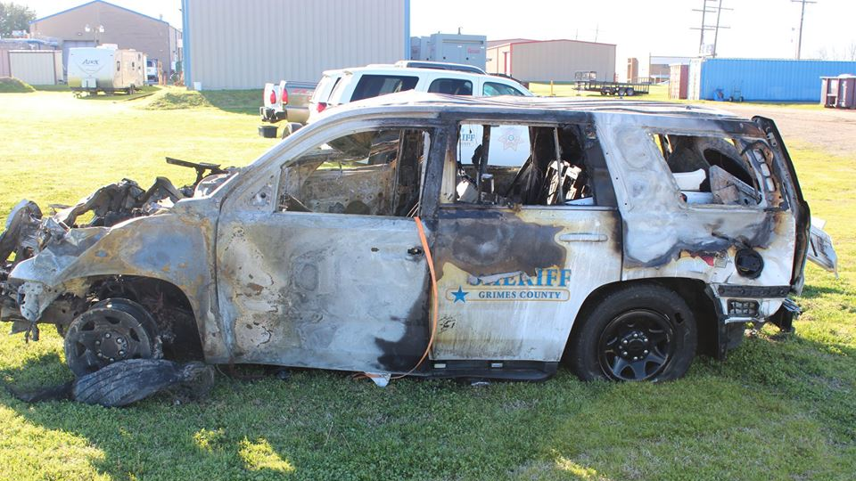 Grimes County Sheriff's Deputy Reed Edelman was fortunate to survive a fiery crash during a pursuit Monday night.