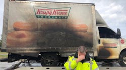Lexington police officers were mourning the loss of a Krispy Kreme doughnut truck after it caught fire Monday afternoon. Lexington police officers were mourning the loss of a Krispy Kreme doughnut truck after it caught fire Monday afternoon.