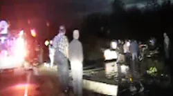 Recently released dashboard camera video shows Oklahoma Highway Patrol Trooper Cody Enloe help rescue three small children from a truck overturned in water on Valentines Day.
