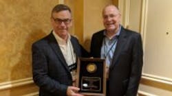 Pictured (left to right) Bruce Odle, acceptiong the Sales Rep Agency of the Year Award on behalf of Odle Sales from Ray Sharrah, Streamlight President and Chief Executive Officer. Pictured (left to right) Bruce Odle, acceptiong the Sales Rep Agency of the Year Award on behalf of Odle Sales from Ray Sharrah, Streamlight President and Chief Executive Officer.