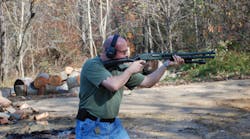 Frank Borelli firing the Remington 870.