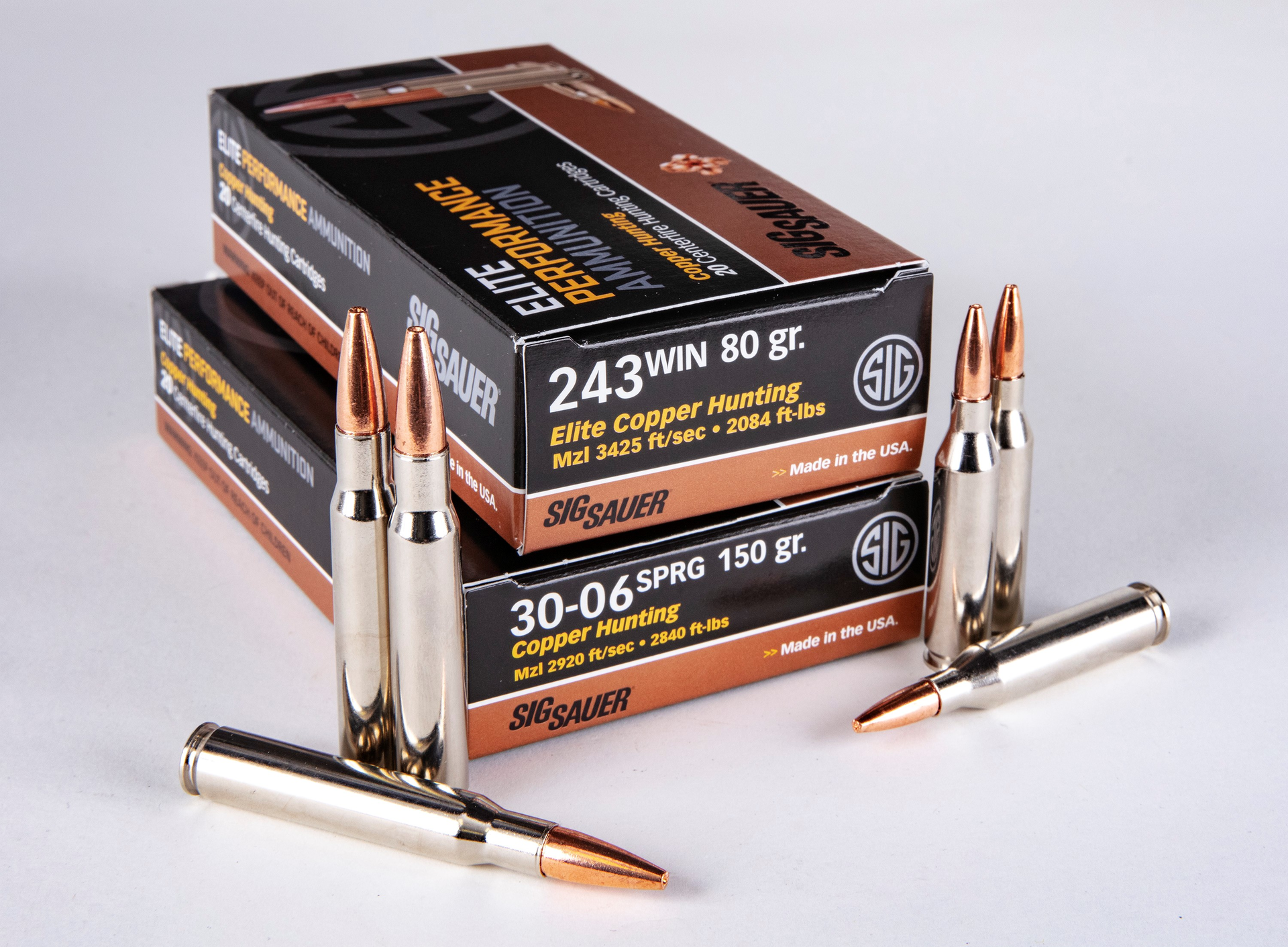 Sig 243 Win And 30 06 Elite Hunting Copper Game Ammo