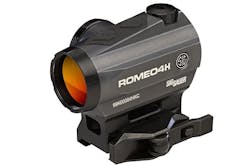 The SIG SAUER Electro-Optics ROMEO4H is a closed red dot sight designed for semi-automatic MSR platforms and shotguns that easily adjusts to varying ambient lighting, weather, and terrain conditions. The SIG SAUER Electro-Optics ROMEO4H is a closed red dot sight designed for semi-automatic MSR platforms and shotguns that easily adjusts to varying ambient lighting, weather, and terrain conditions.