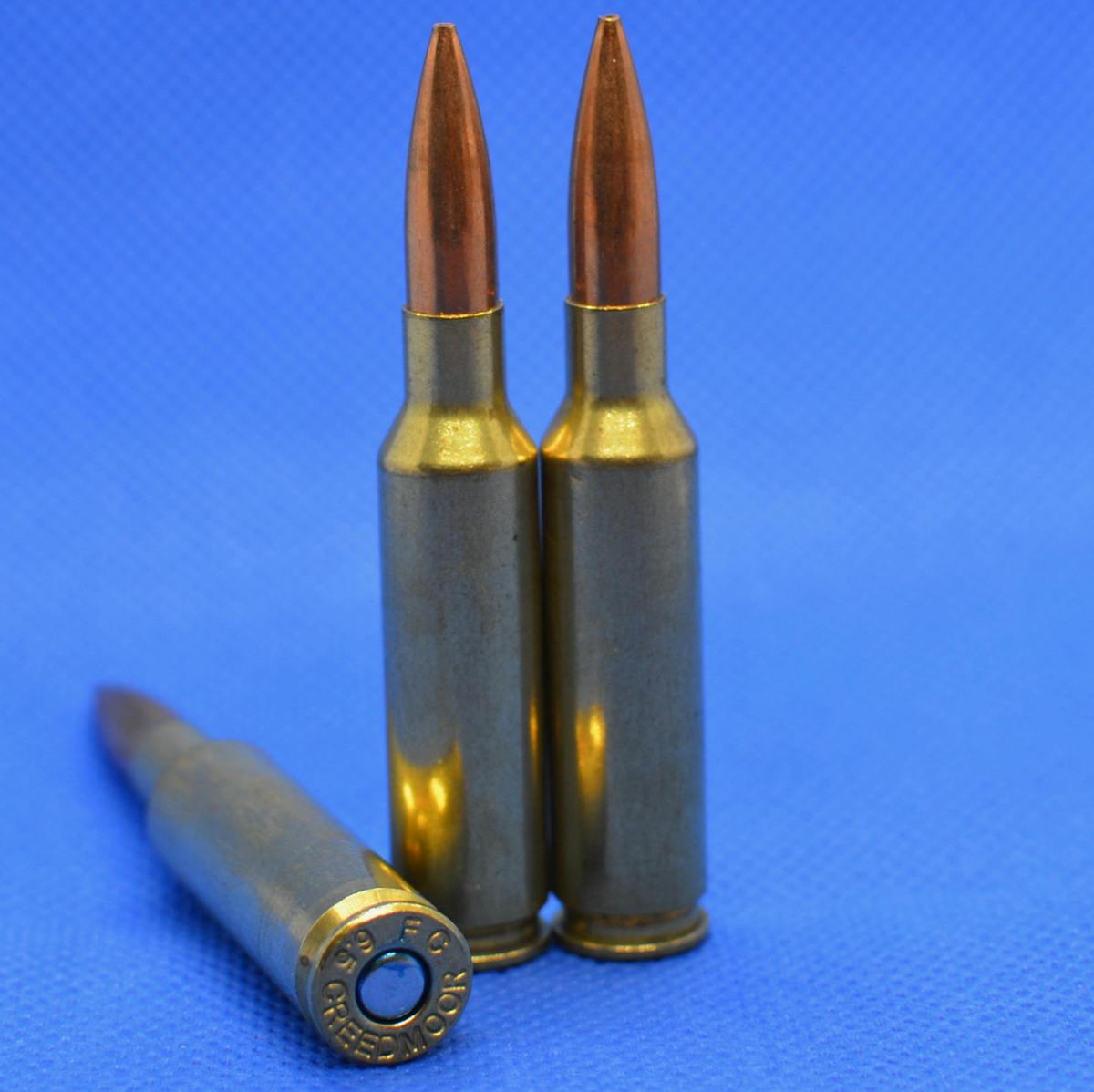 The 6.5 Creedmor has a 30 degree shoulder. The neck allows for the longer, and usually higher ballistic coefficient, bullets. Shown here are the Federal Premium 6.5 Creedmor cartridges with 140 grain Sierra MatchKing bullets.